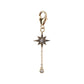 Black rhodium star charm with a diamond drop in yellow gold