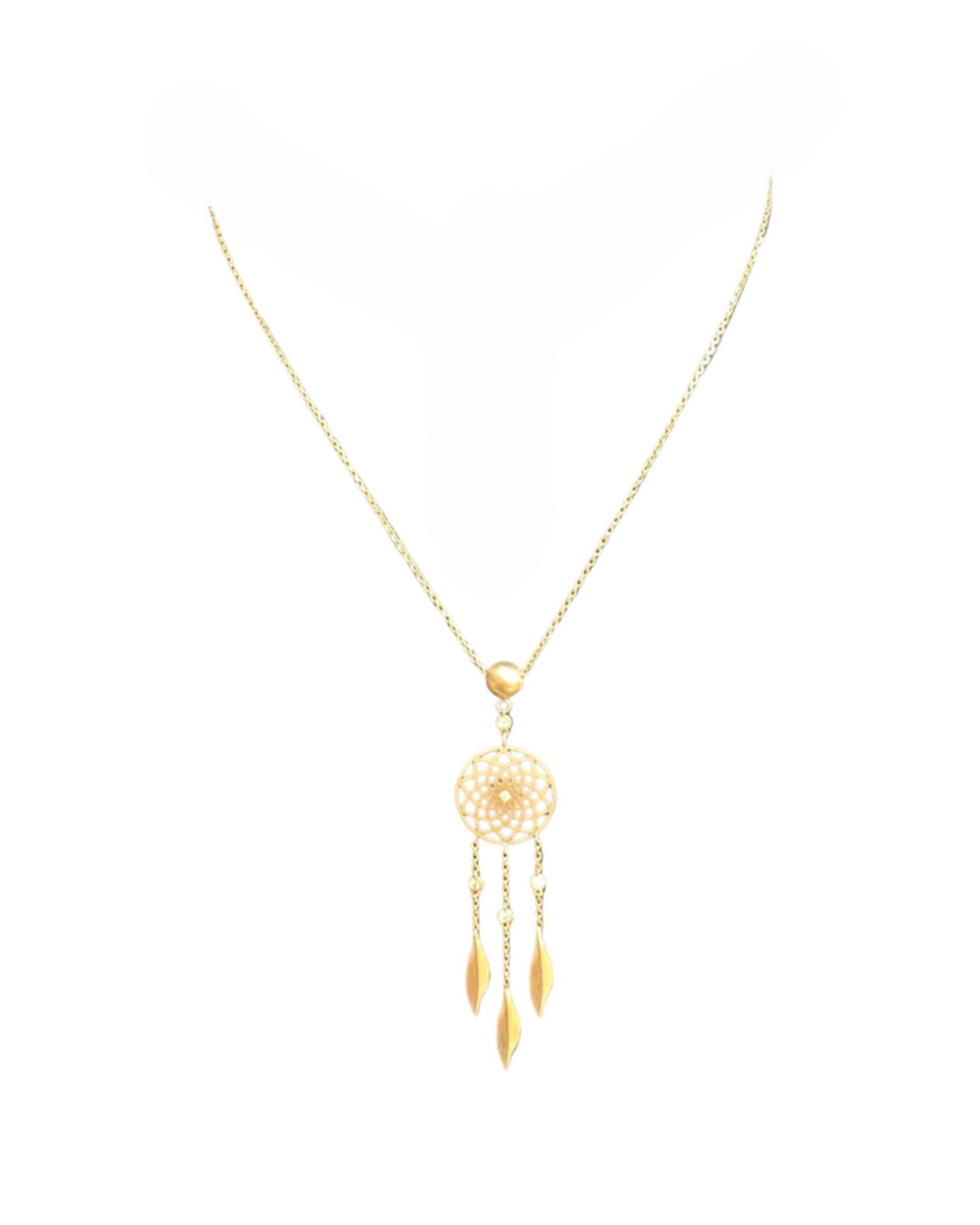 Dream catcher necklace with diamonds and chains